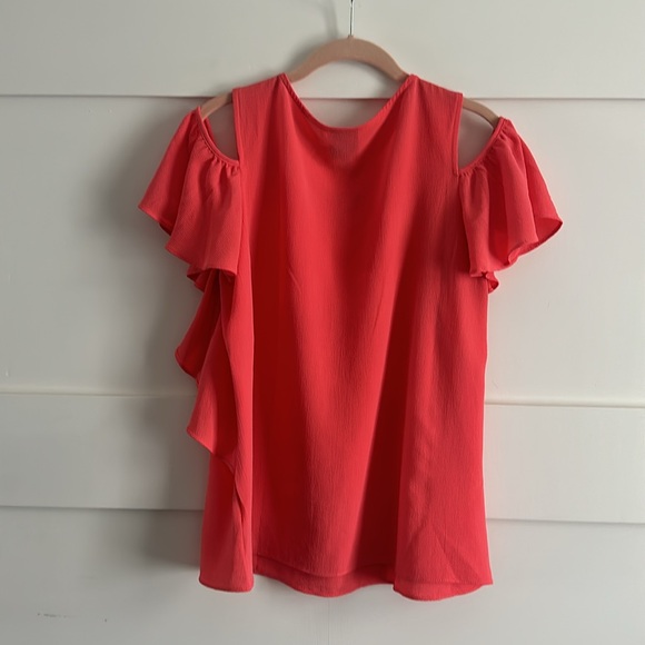 Bobeau Cold Shoulder Ruffle Sleeve Top - Picture 4 of 6